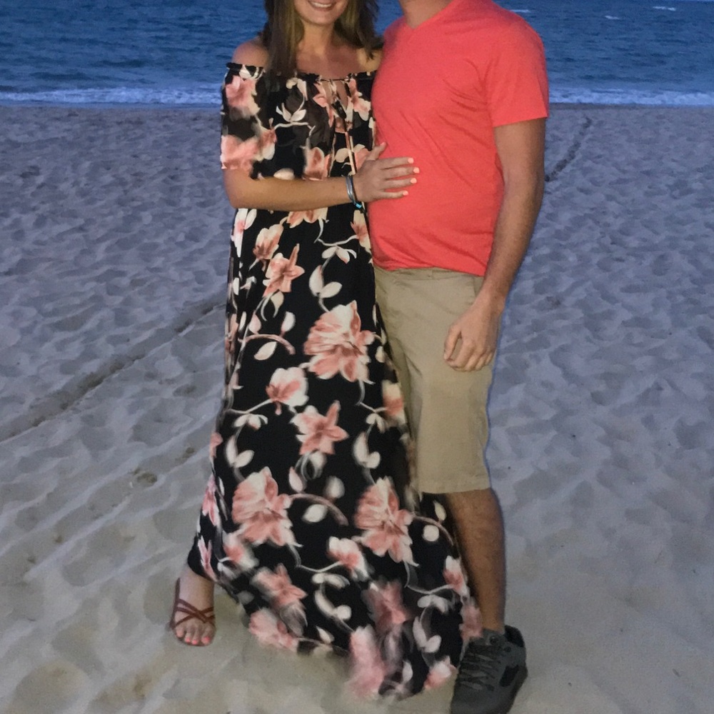 Floral maxi off the shoulder dress